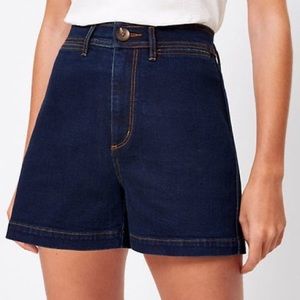 Welt Pocket Denim Shorts in Refined Dark Indigo Wash